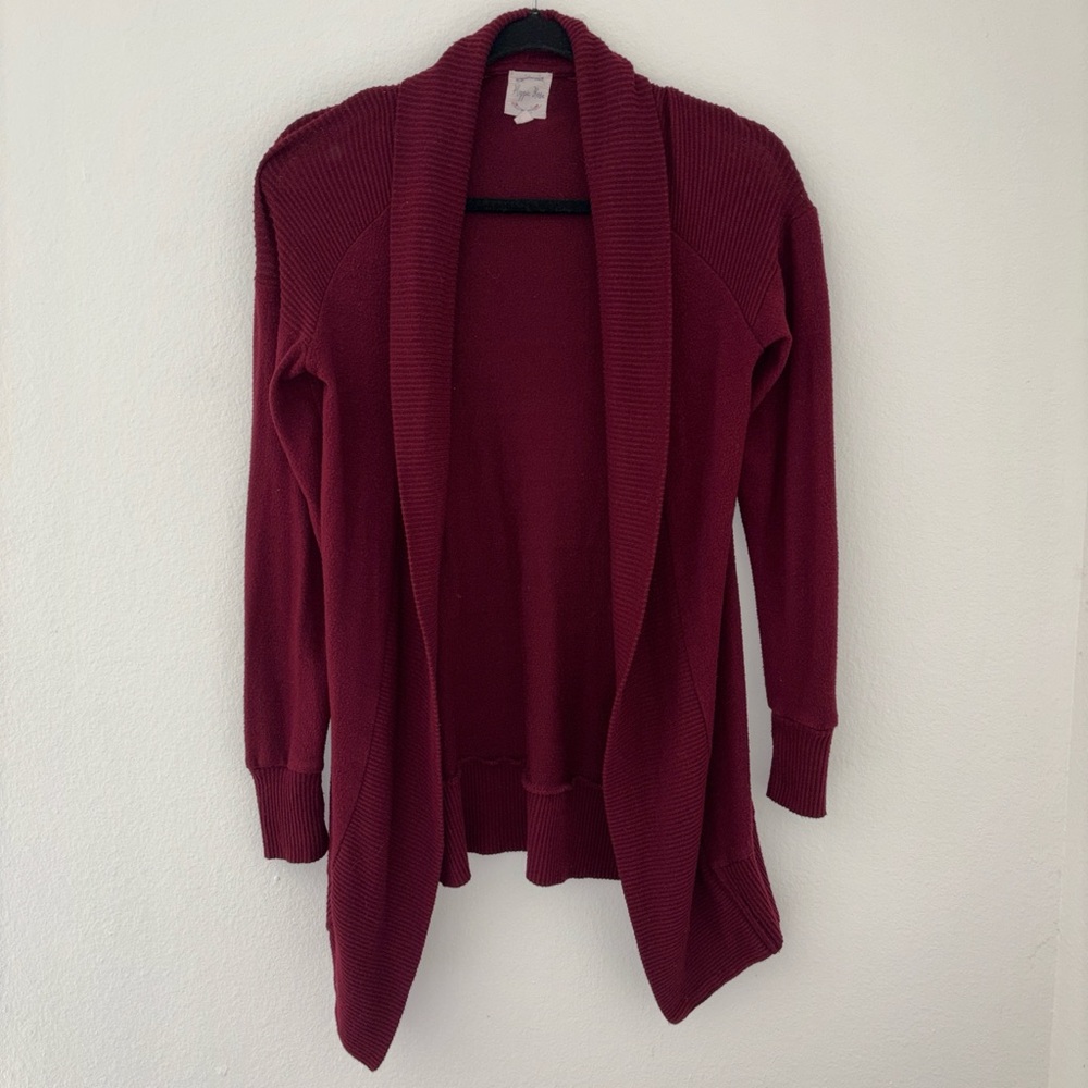 Hippie Rose Burgundy Open Front Cardigan - XS